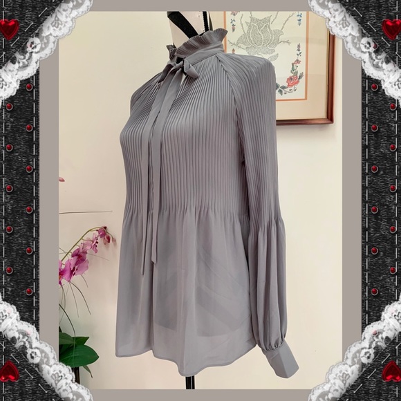 Banana Republic Tied Neck Pleated Blouse - Picture 2 of 8